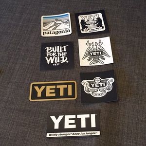 Patagonia and YETI stickers